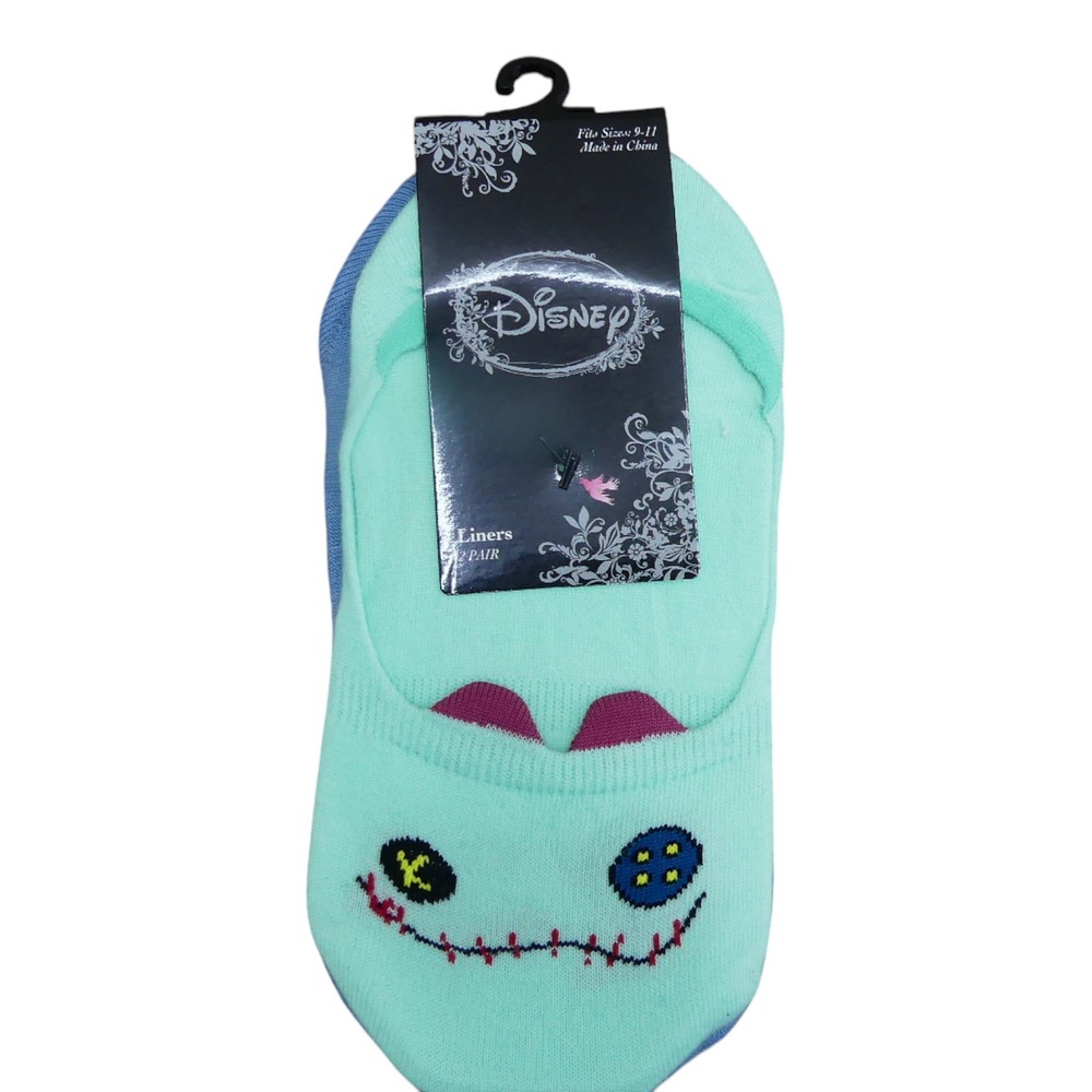 Disney Liner Socks Womens 9-11 Blue Mint NWT Stitch Scrump 2-Pack No Show